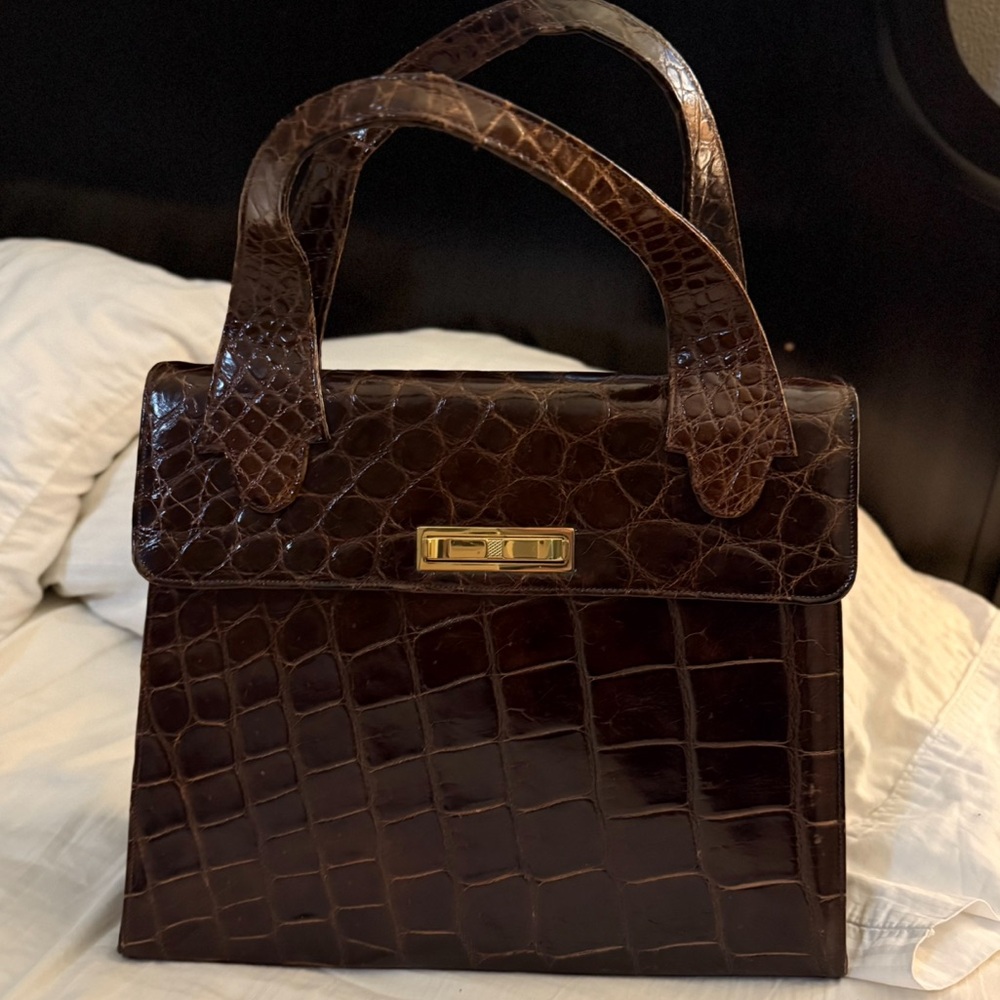 Genuine 1950s Vintage Leather Bag Brown